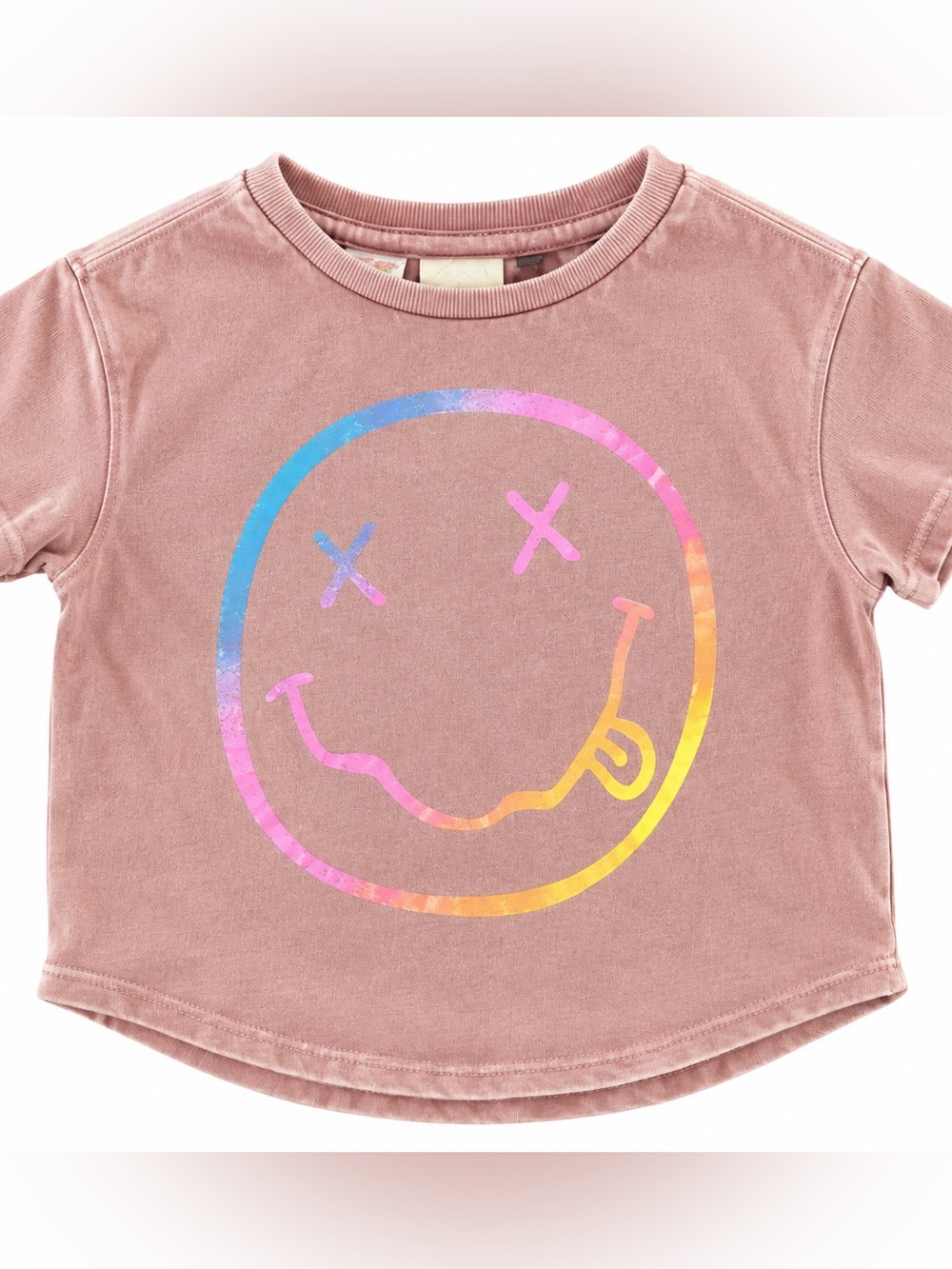 Zara Kids Nirvana 3Y 98 Pink Rainbow Smiley Graphic Band Tee